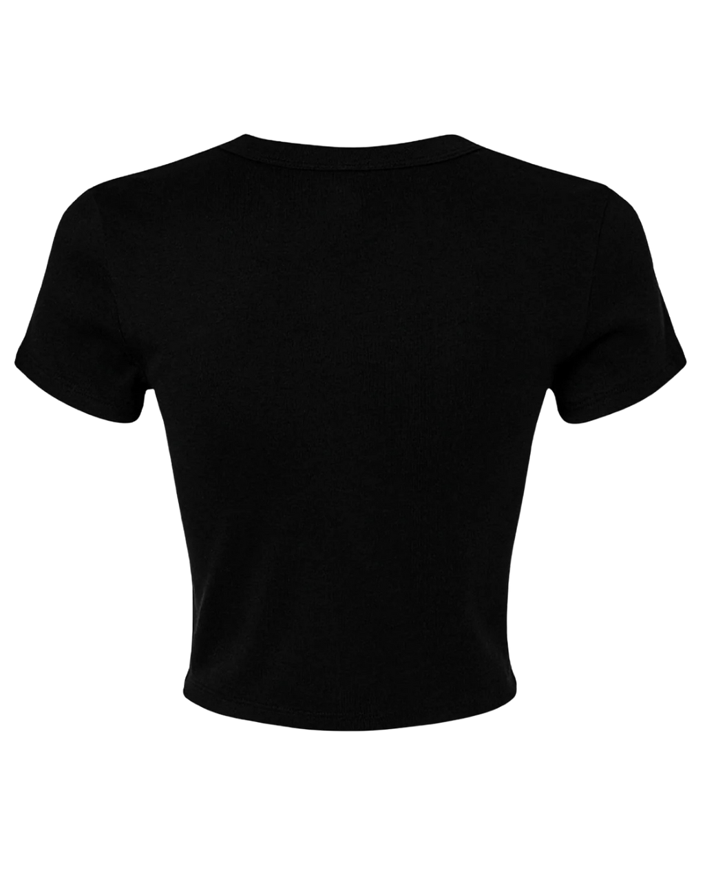 Back of black crop top on a white background