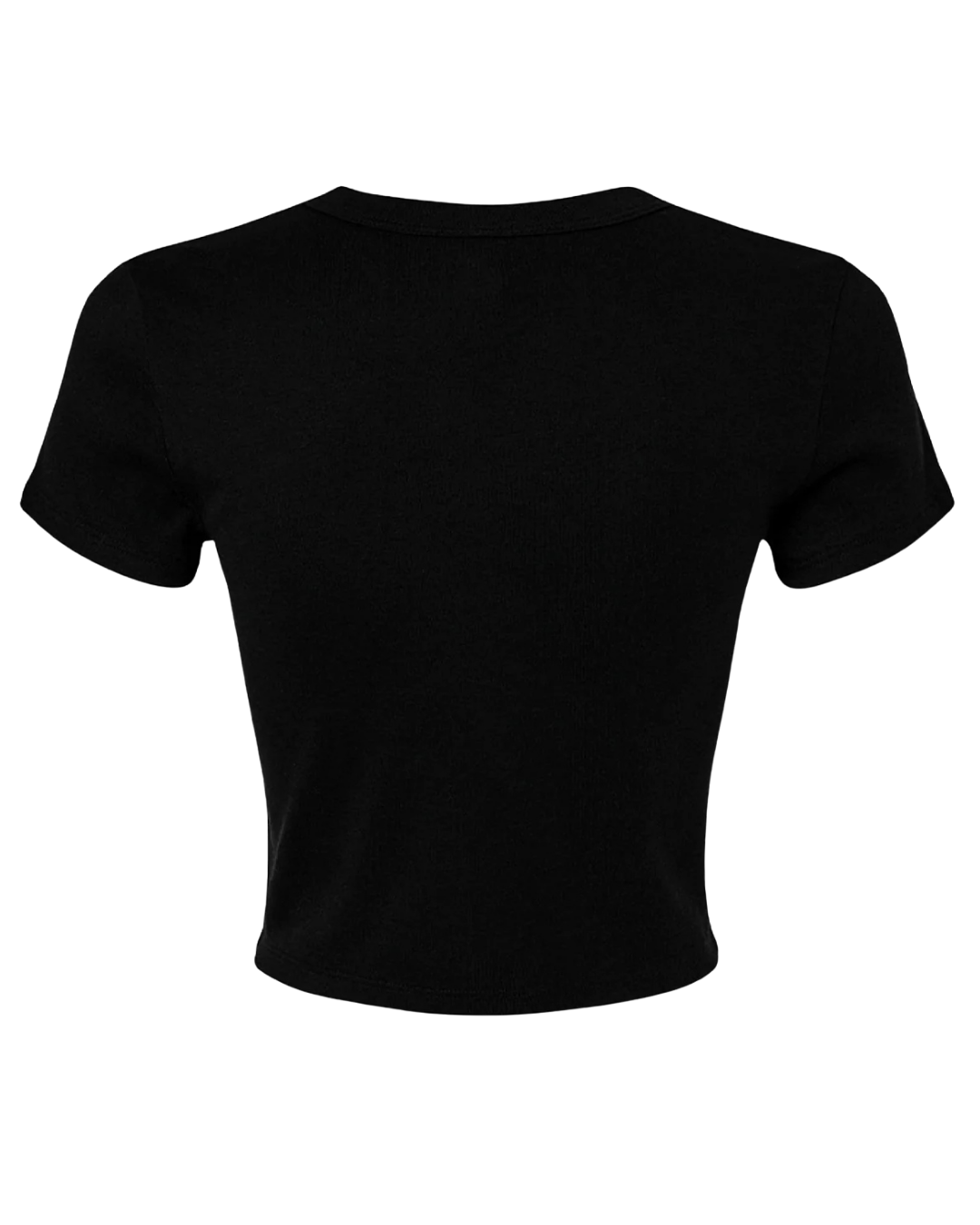 Back of black crop top on a white background