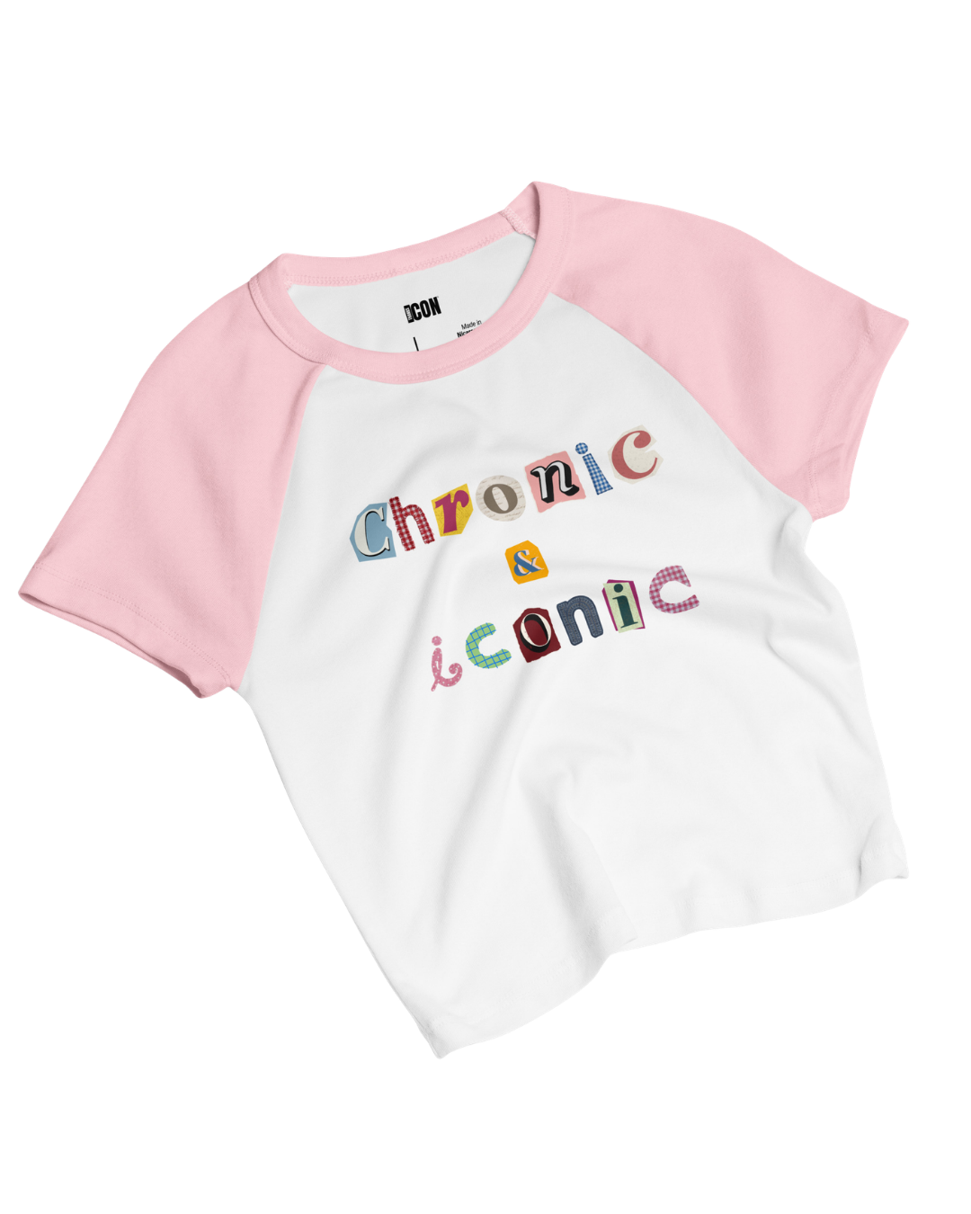 Chronic & Iconic Raglan Crop Top Scrapbook Letter Baby Tee