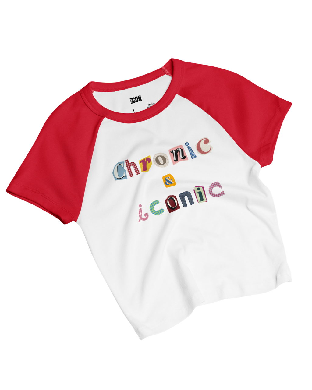 Chronic & Iconic Raglan Crop Top Scrapbook Letter Baby Tee