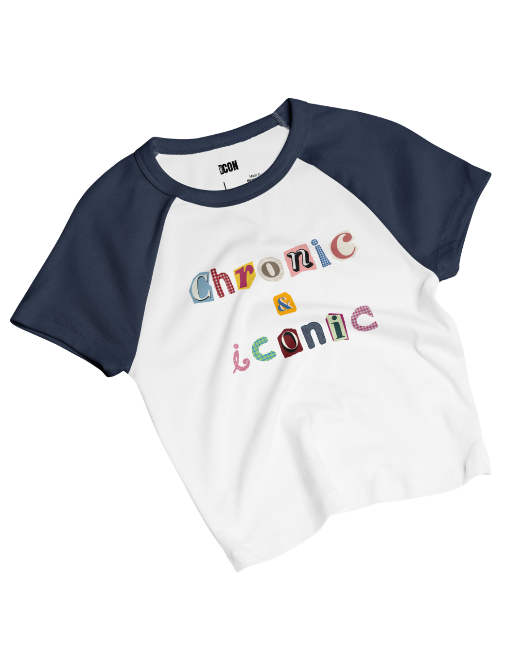 Chronic & Iconic Raglan Crop Top Scrapbook Letter Baby Tee