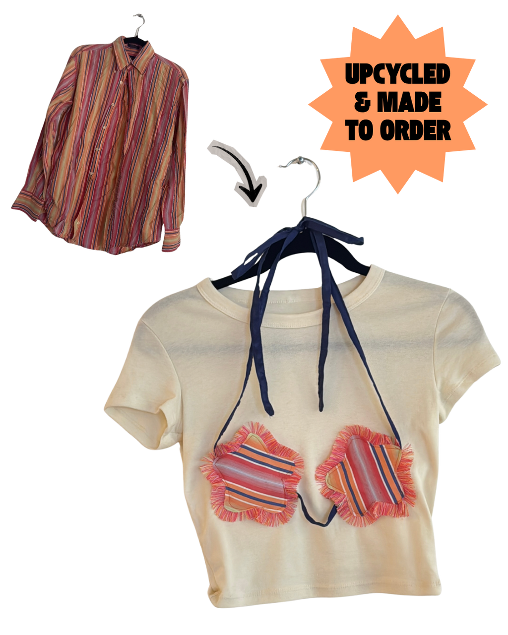 The Starkini Upcycled Star Bikini Baby Tee | Sunset Stripe [MADE TO ORDER]