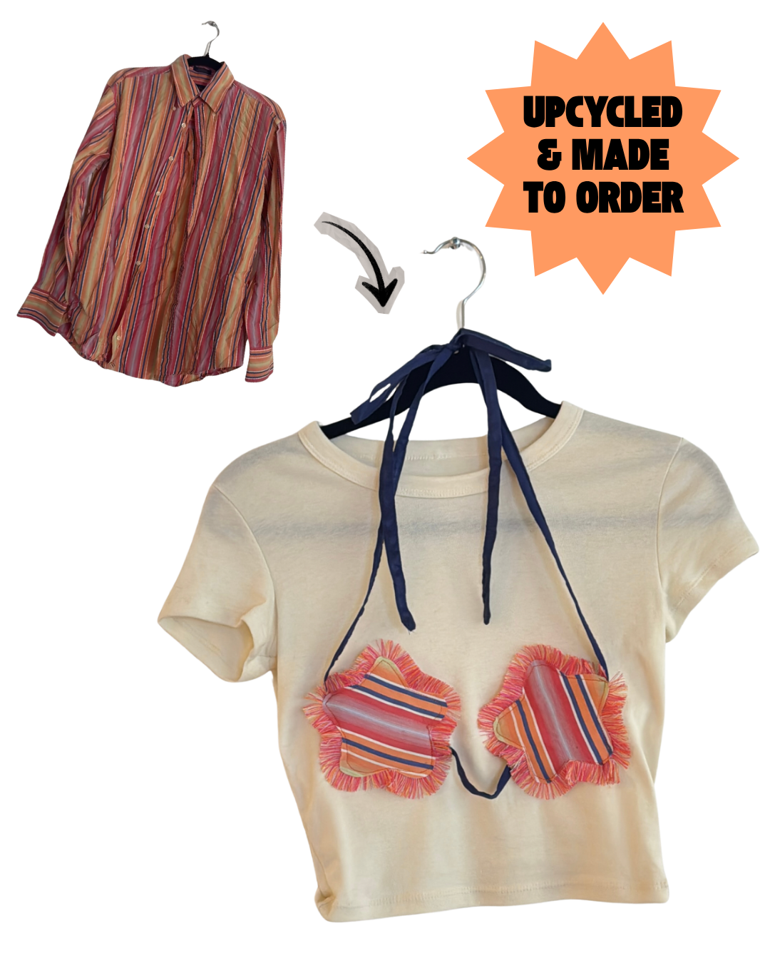 The Starkini Upcycled Star Bikini Baby Tee | Sunset Stripe [MADE TO ORDER]