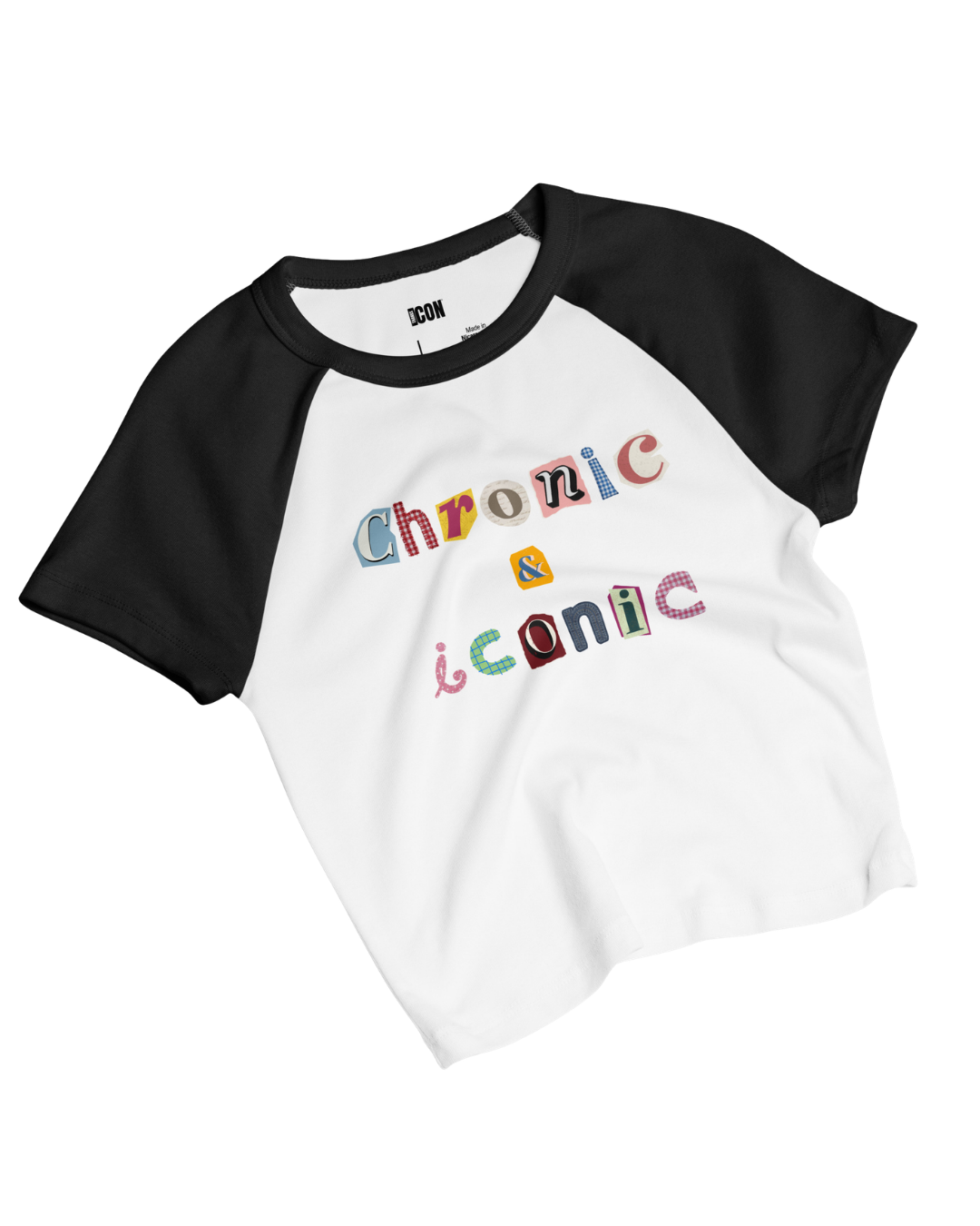 Chronic & Iconic Raglan Crop Top Scrapbook Letter Baby Tee