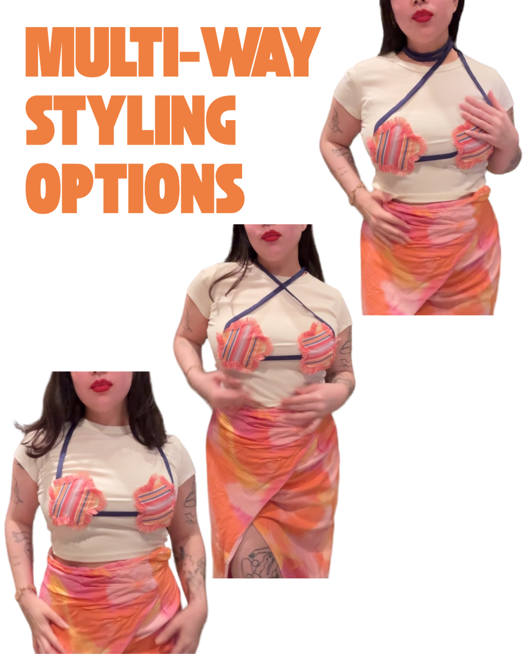The Starkini Upcycled Star Bikini Baby Tee | Sunset Stripe [MADE TO ORDER]