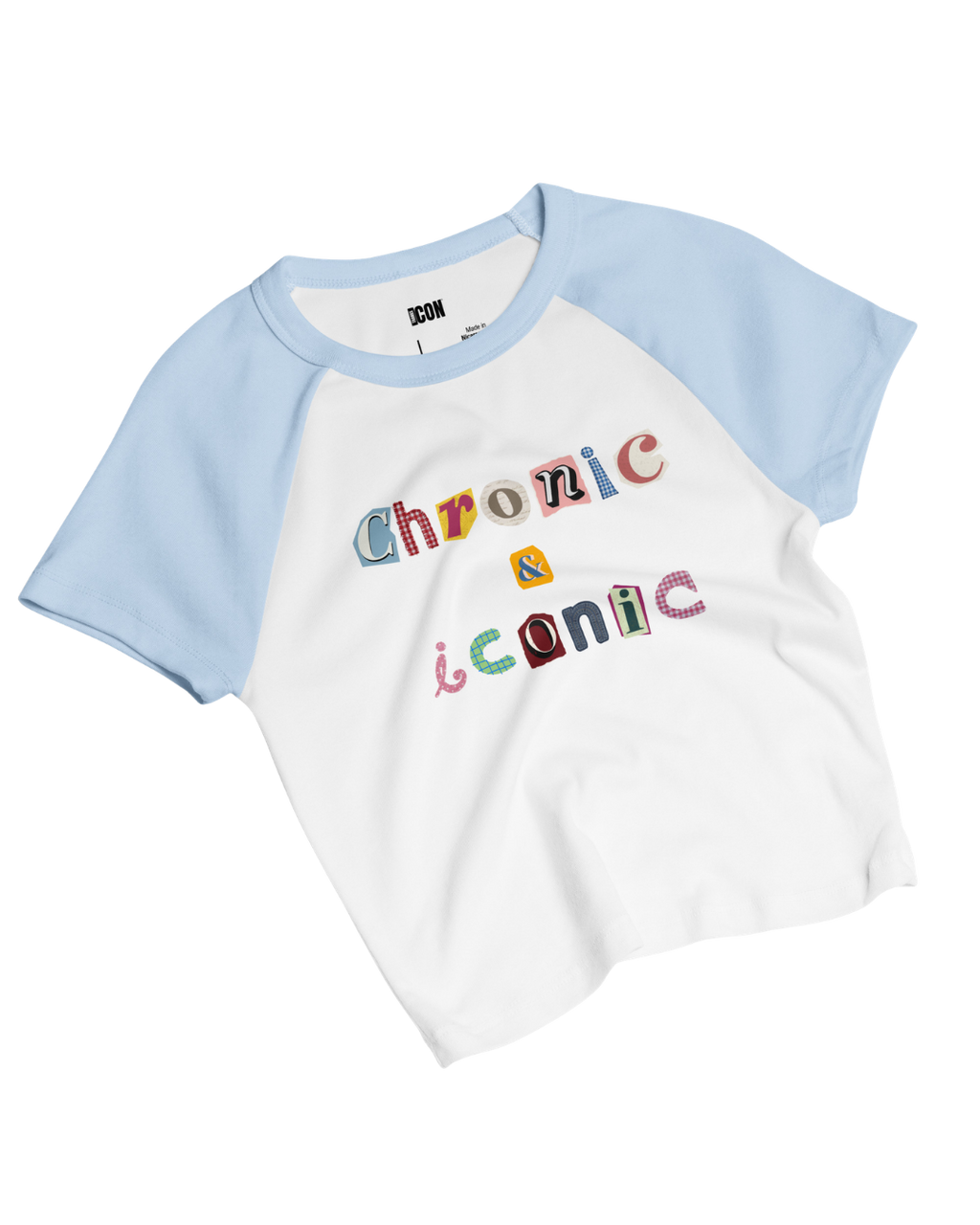 Chronic & Iconic Raglan Crop Top Scrapbook Letter Baby Tee