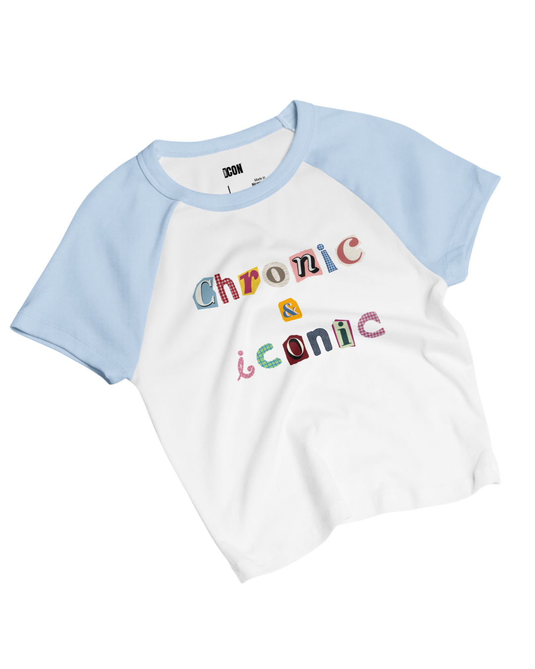Chronic & Iconic Raglan Crop Top Scrapbook Letter Baby Tee