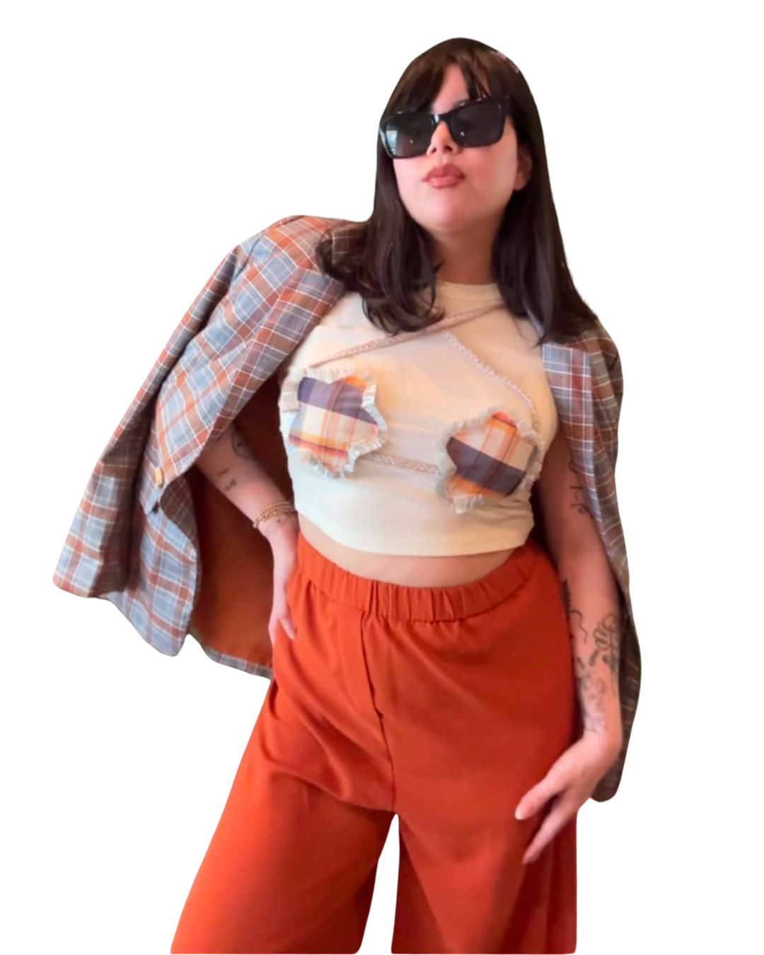 The Starkini Upcycled Star Bikini Baby Tee | Harvest Plaid [MADE TO ORDER]