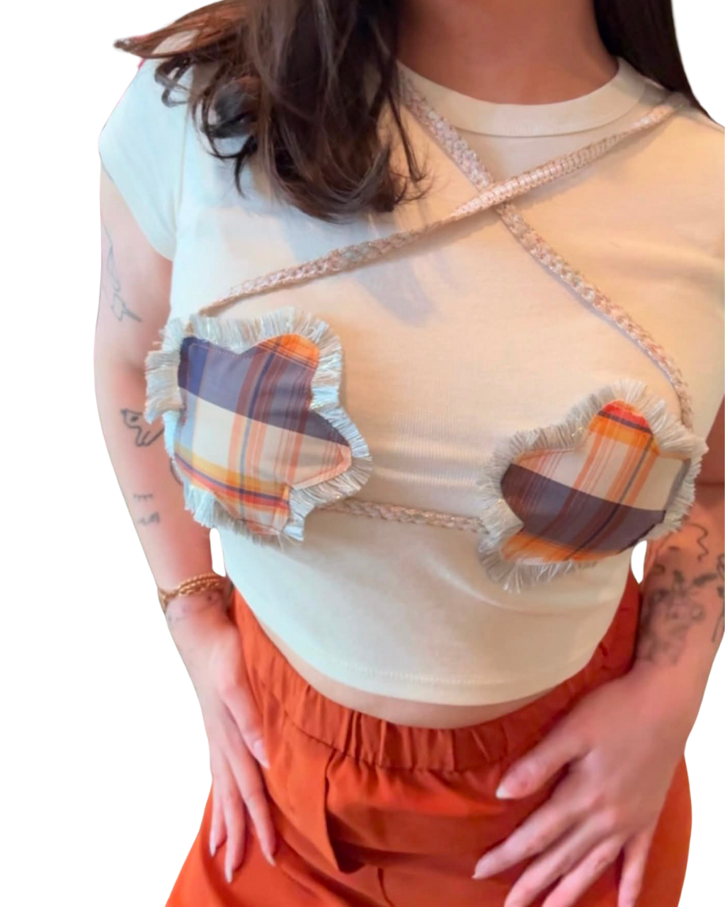 The Starkini Upcycled Star Bikini Baby Tee | Harvest Plaid [MADE TO ORDER]