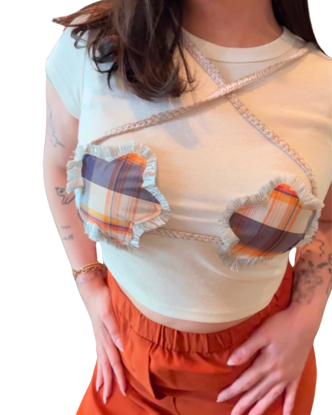 The Starkini Upcycled Star Bikini Baby Tee | Harvest Plaid [MADE TO ORDER]