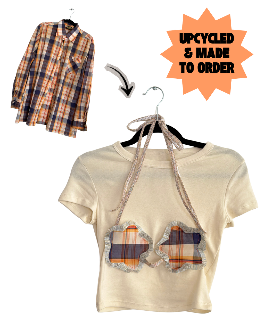 The Starkini Upcycled Star Bikini Baby Tee | Harvest Plaid [MADE TO ORDER]