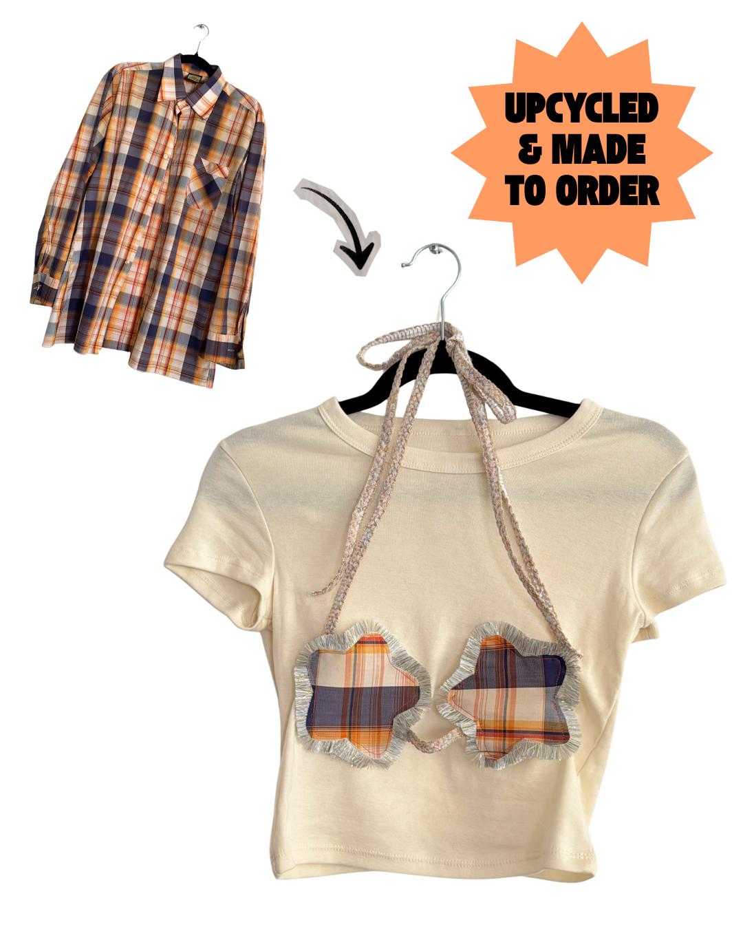 The Starkini Upcycled Star Bikini Baby Tee | Harvest Plaid [MADE TO ORDER]
