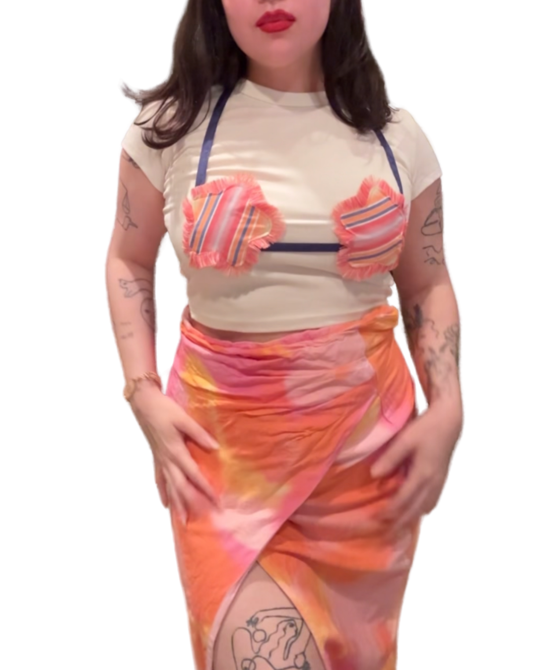 The Starkini Upcycled Star Bikini Baby Tee | Sunset Stripe [MADE TO ORDER]